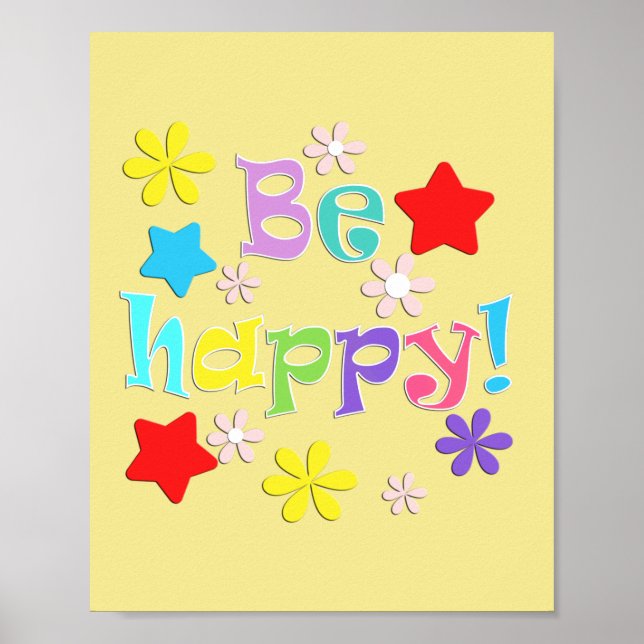 Be happy! paper cup poster (Front)
