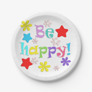 Be happy! paper plate