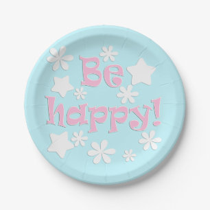 Be happy! paper plate