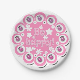 Be happy! paper plate