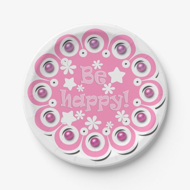 Be happy! paper plate (Front)