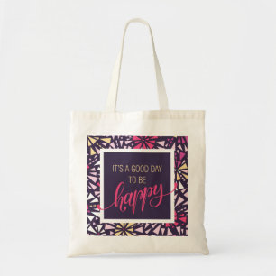 Be Happy Purple Abstract Tote Bag