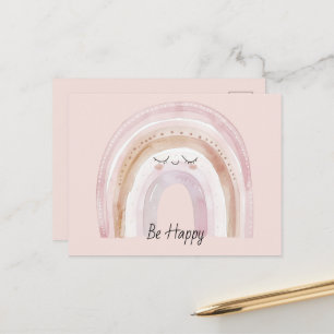 Be Happy Rainbow with Eyelashes Postcard
