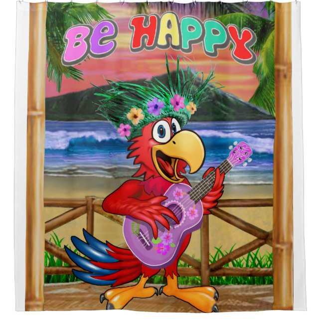 BE HAPPY SHOWER CURTAIN (Front)