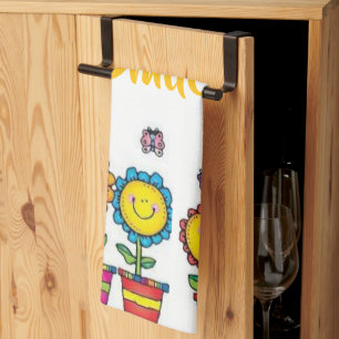 Be Happy Smile Sunflowers Kitchen Hand Towel