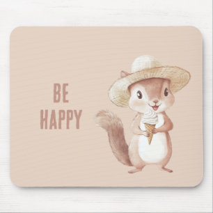 Be Happy Squirrel Ice Cream Cone Mouse Mat