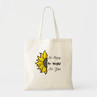 Be Happy Sunflower Tote Bag
