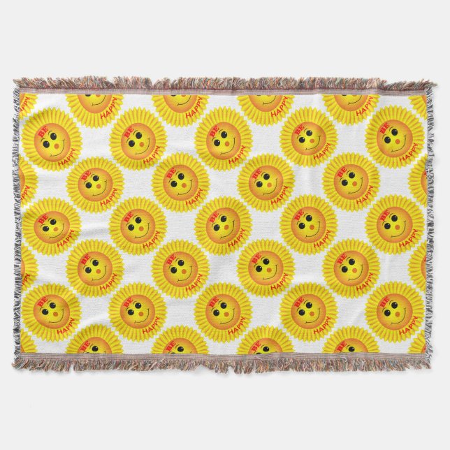 Be Happy Throw Blanket (Front)