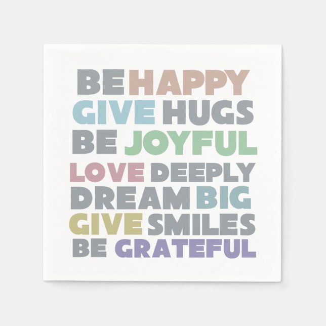 Be Happy Typography Napkin (Front)