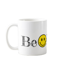 Be Happy Typography Smile Face Emoji  Coffee Mug
