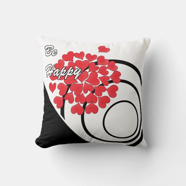 Be happy!, typography, wish, heart, wedding, love, cushion (Front)