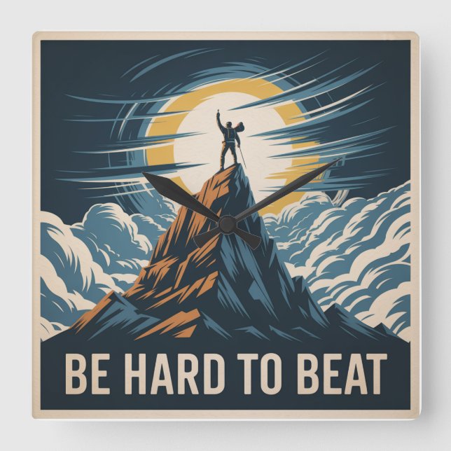 Be Hard To Beat Square Wall Clock (Front)