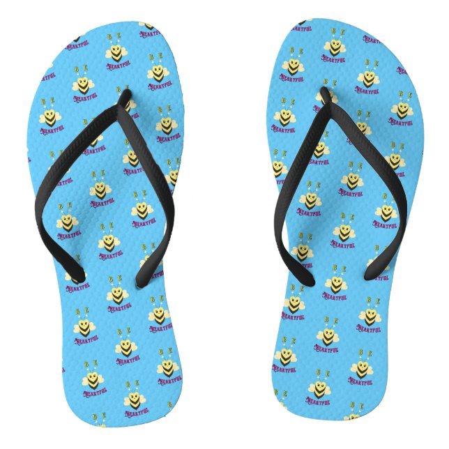 Be Heartful Day September Bee Queen Honey Heart Flip Flops (Footbed)