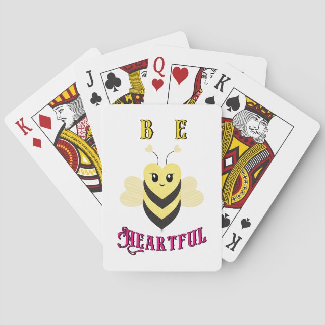 Be Heartful Day September Bee Queen Honey Heart Playing Cards (Back)