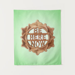 Be Here Now on Green with Inner Glow Tapestry