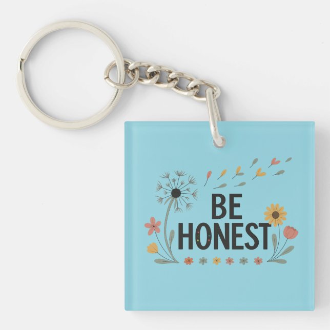 Be Honest Floral Keychain Pink Yellow Green Flower (Front)