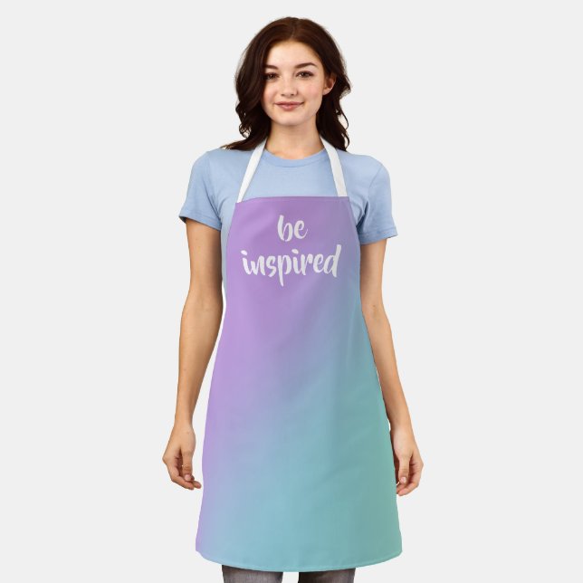 "Be Inspired" Soft Pastel Gradient Apron (Worn)