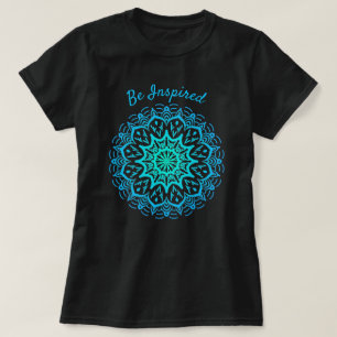 Be Inspired Teal Blue Mandala Dream Catcher Doilie T-Shirt