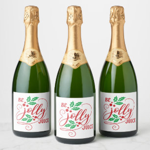 Be Jolly Juice Christmas Cheer Champagne Bottle Sparkling Wine Label