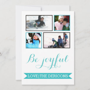 Be Joyful aqua banner Christmas Groupon photo Holiday Card