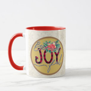 Be Joyful Christmas gift Flower Design Verse Quote Mug