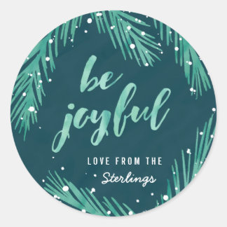 Be Joyful Christmas Sticker | Snow & Pines