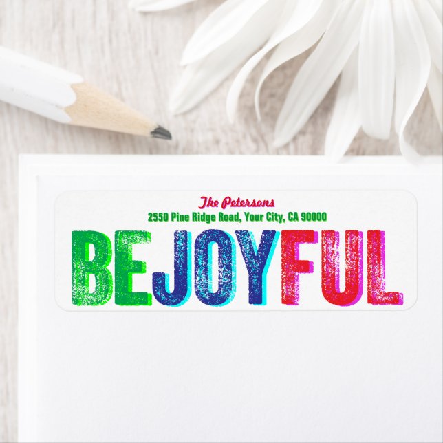 Be Joyful Colourful Holiday Letterpress Custom (Insitu)