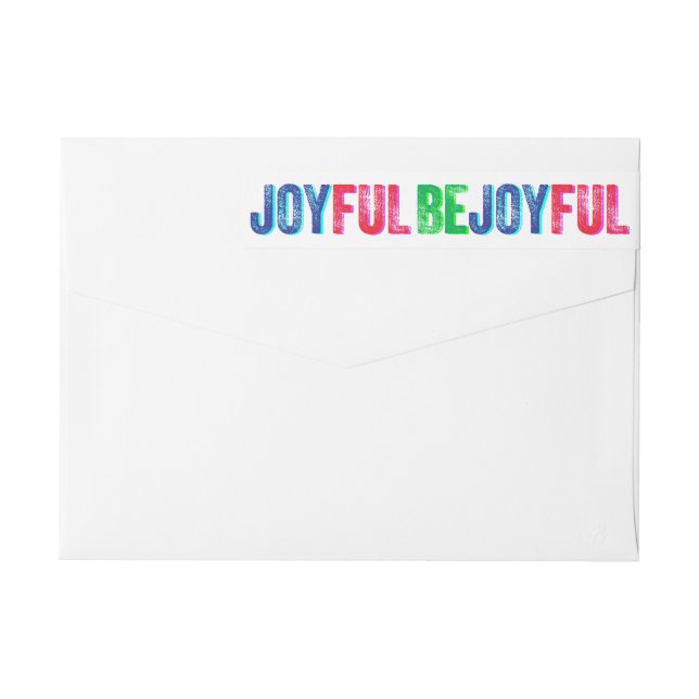Be Joyful Colourful Holiday Letterpress Custom Wrap Around Label (Back)