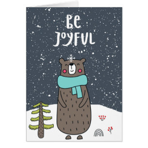 Be Joyful, Cute Bear Illustration, Christmas