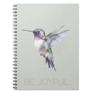 Be Joyful Green Purple Hummingbird Notebook