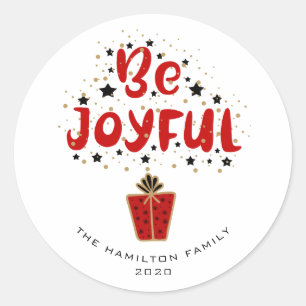 Be Joyful Red Gift Box Sticker