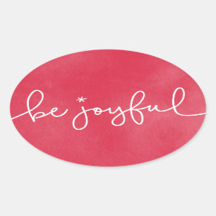 Be Joyful Red Watercolor Round Sticker