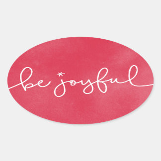 Be Joyful Red Watercolor Round Sticker