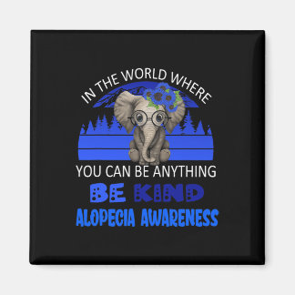 Be Kind Alopecia Awareness Elephant Retro Backgrou Magnet