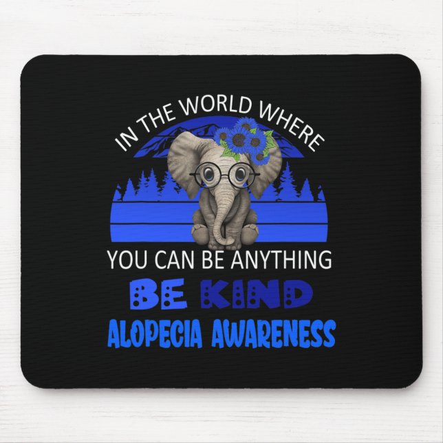 Be Kind Alopecia Awareness Elephant Retro Backgrou Mouse Mat (Front)
