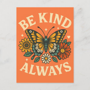 Be Kind Always Butterfly Design Holiday Postcard