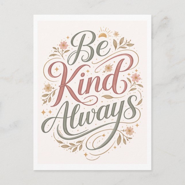 "Be Kind Always" Postcard (Front)