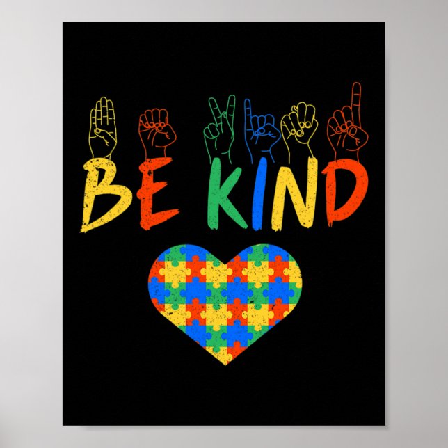 Be Kind Asl American Sign Language Autism Awarenes (Front)