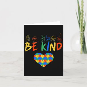 Be Kind Asl American Sign Language Autism Awarenes Card