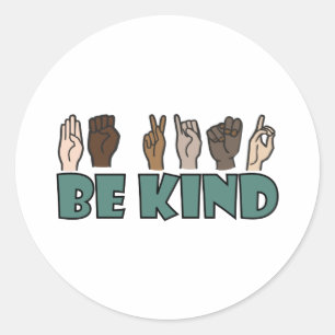 Be Kind ASL American Sign Language Classic Round Sticker