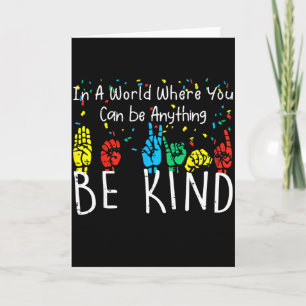 Be Kind Asl Hand Sign Language Autism Awareness Au Card