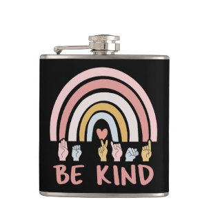 Be Kind ASL III - American Sign Language Hip Flask