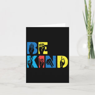 Be Kind Asl Love Sign Language Hand Autism Awarene Card