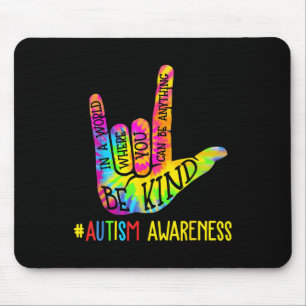 Be Kind Asl Love Sign Language Hand Autism Awarene Mouse Mat