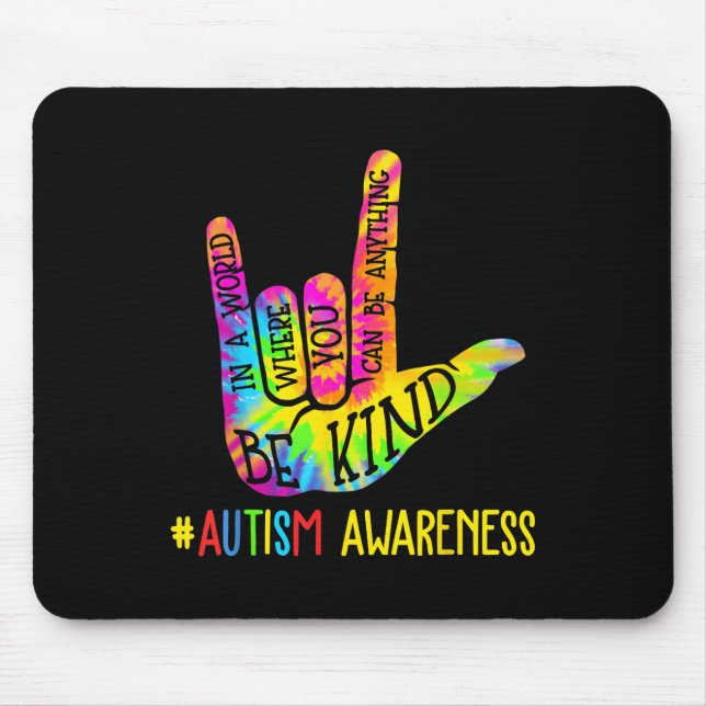 Be Kind Asl Love Sign Language Hand Autism Awarene Mouse Mat (Front)