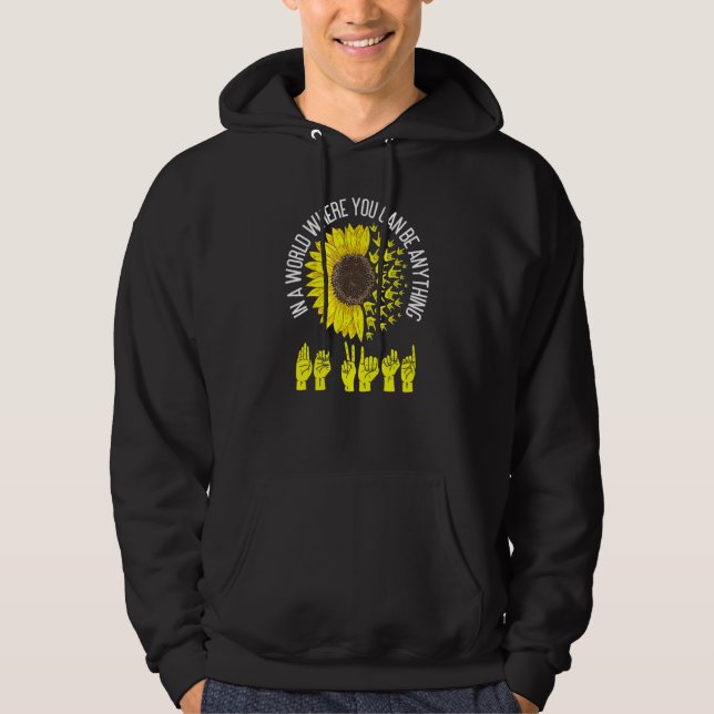 Be Kind ASL Sign  Language Deaf Interpreter Hoodie (Front)