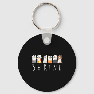 Be Kind Asl Sign Language Kindness Cat Paws Finger Key Ring