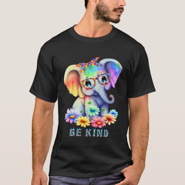 Be Kind Autism Awareness Acceptance Kindness Graph T-Shirt (Front)