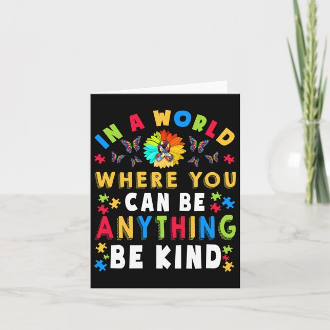 Be Kind Autism Awareness Asl Mum Teacher Kindness  Card (Front)