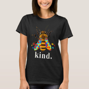 Be Kind Autism Awareness Bee Kind Puzzle Pieces T-Shirt
